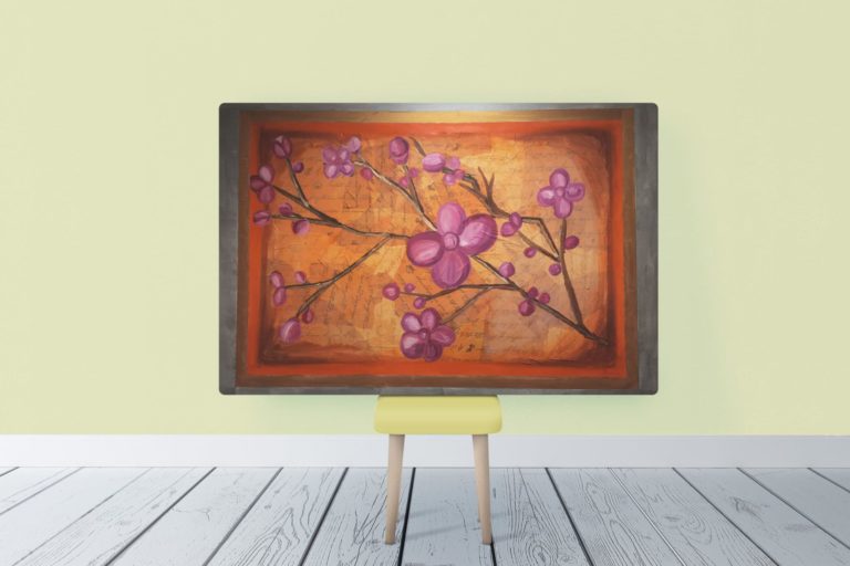 Abstract Cherry Blossoms • Mixed Media Oil Painting • For Sale