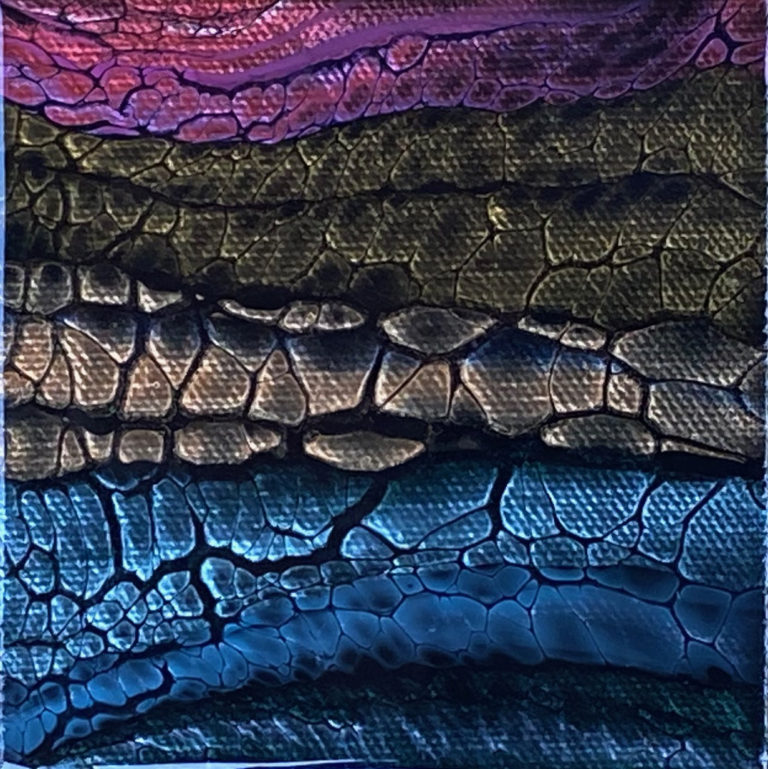 Sunset Pour • 4x4 inch original • 2 inch deep canvas • Acrylic Pour/Resin Coated • FOR SALE $55
