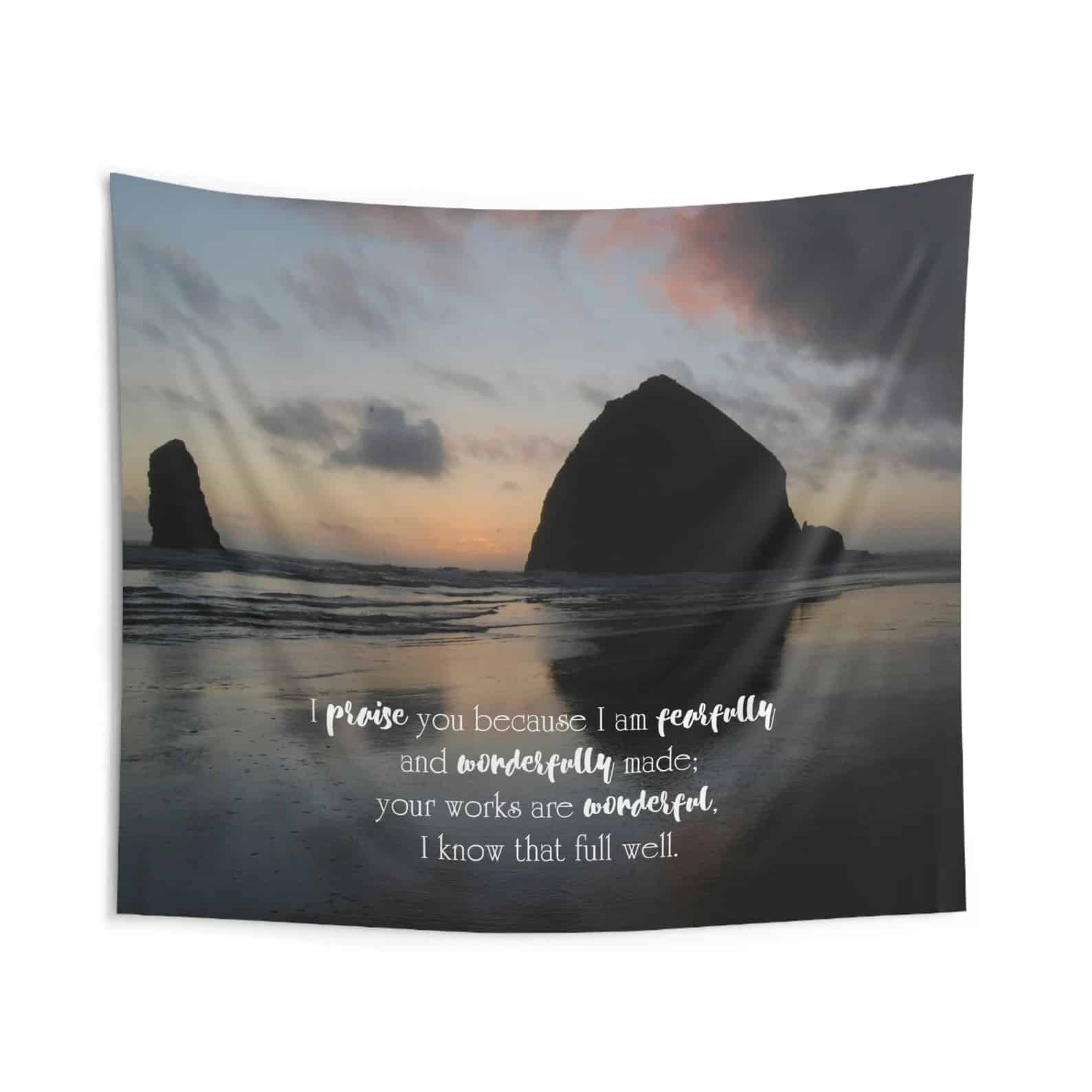 Cannon Beach Psalms Wall Tapestry