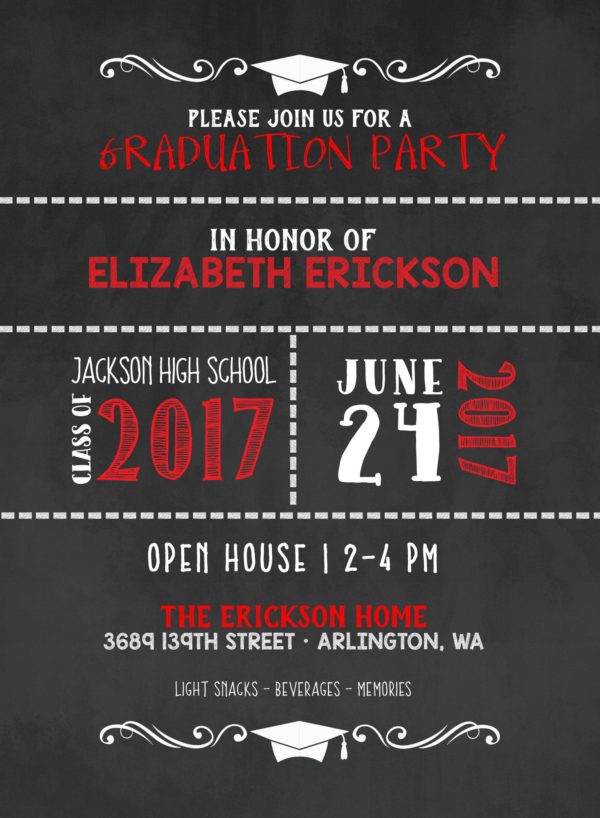 chalkboard graduation invite open house party a