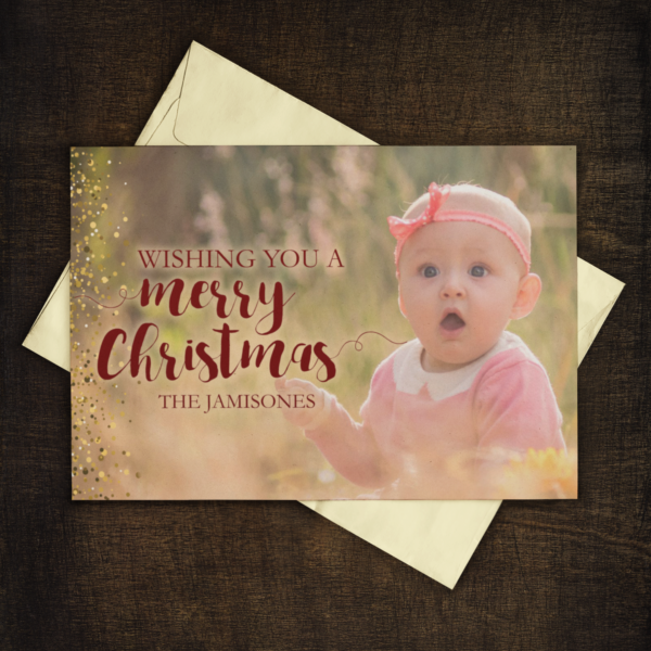 gold glitter custom designed holiday/christmas card