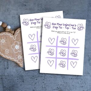 bee mine valentines day tic tac toe, printable tic tac toe, kids game sheets, activity sheets for kids, print at home, tic tac toe game kids - handmade by Beth Ann Erickson Designs