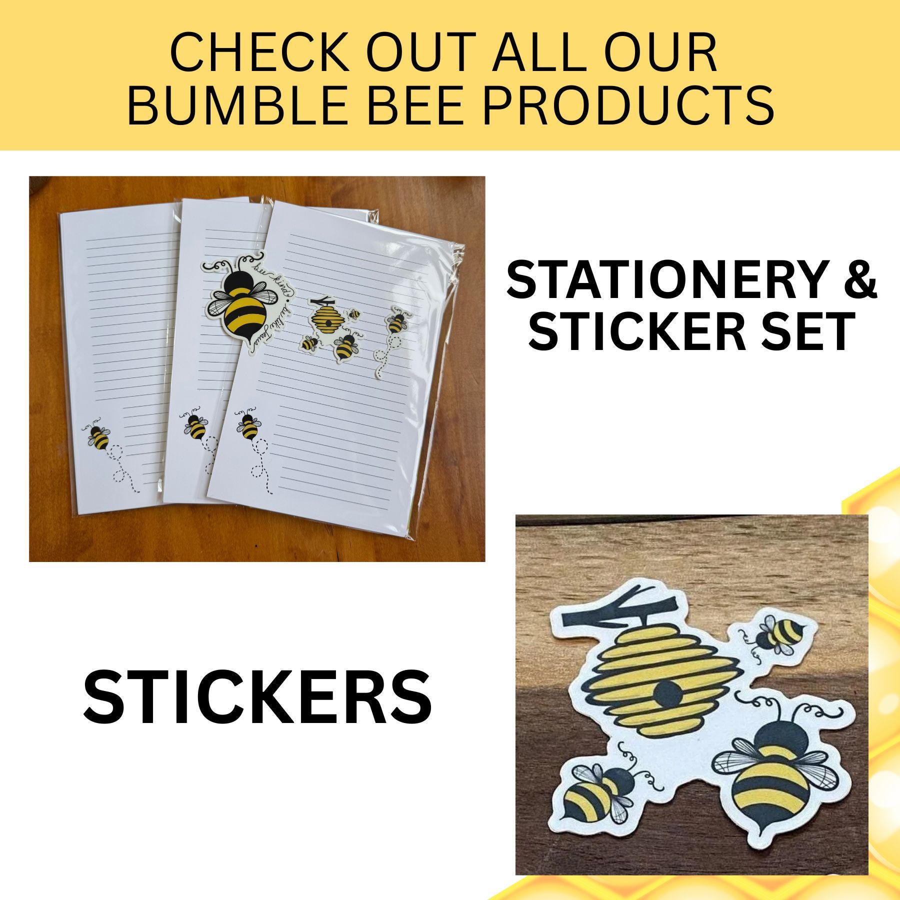 bee sticker, mini sticker, 10 pack sticker, planner sticker, nature sticker, cute water bottle stickers, waterproof stickers, - handmade by Beth Ann Erickson Designs