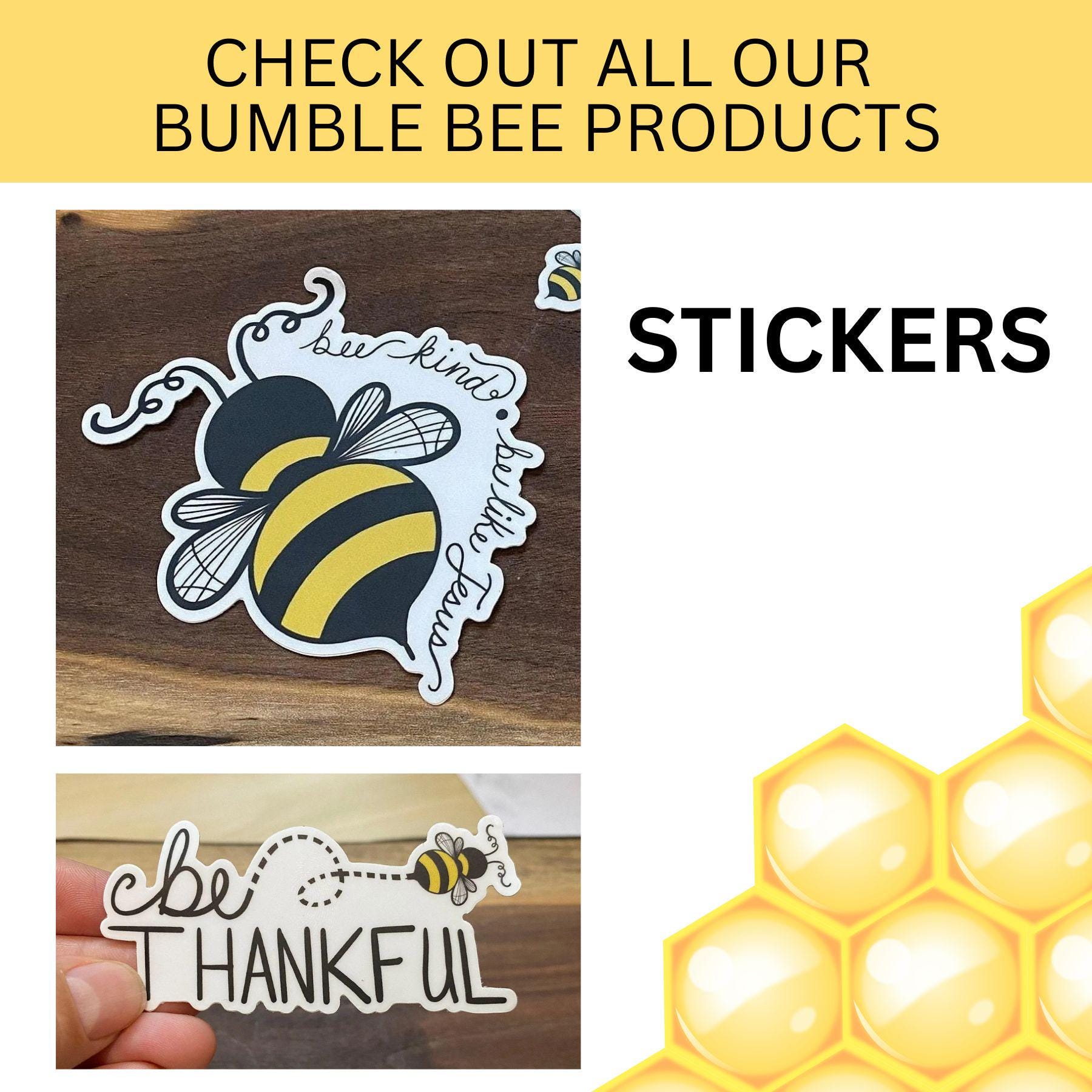 bee sticker, mini sticker, 10 pack sticker, planner sticker, nature sticker, cute water bottle stickers, waterproof stickers, - handmade by Beth Ann Erickson Designs
