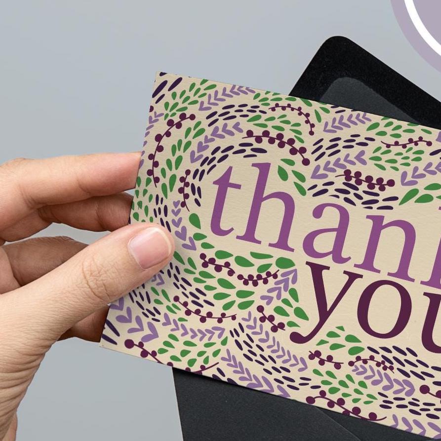 blank thank you cards pack, blank greeting cards, blank note cards, stationary cards, note cards with envelopes, floral thank you cards - handmade by Beth Ann Erickson Designs