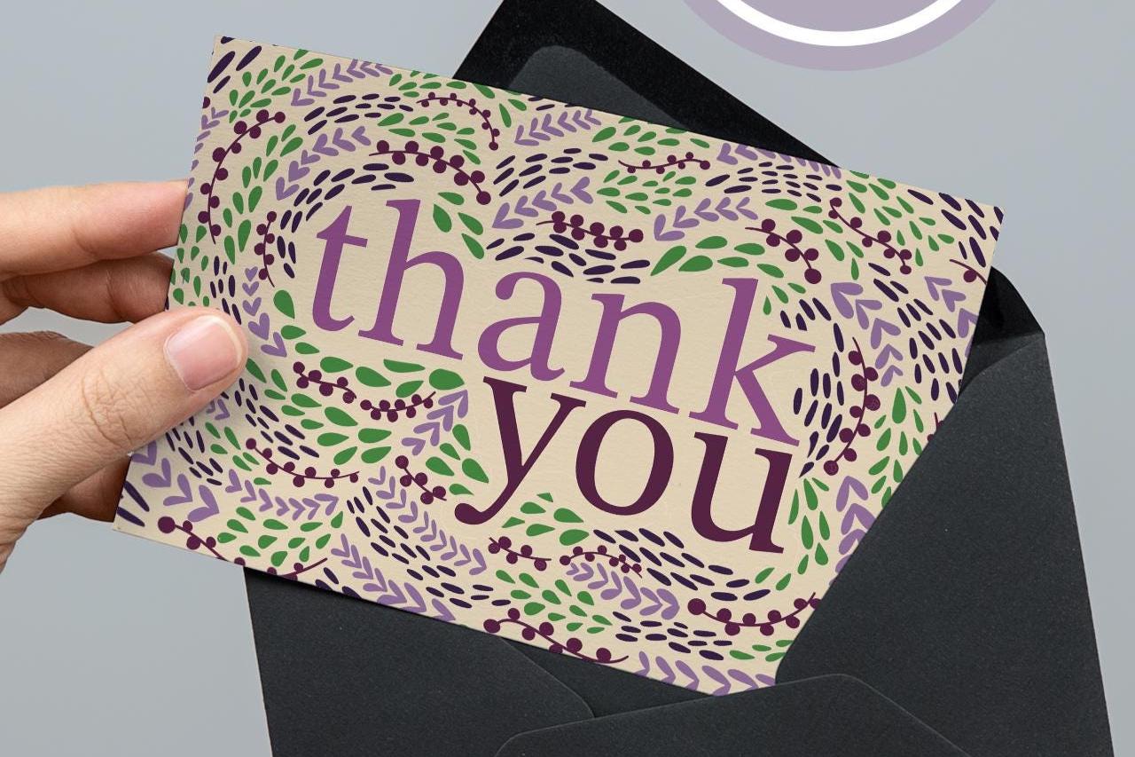 blank thank you cards pack, blank greeting cards, blank note cards, stationary cards, note cards with envelopes, floral thank you cards - handmade by Beth Ann Erickson Designs