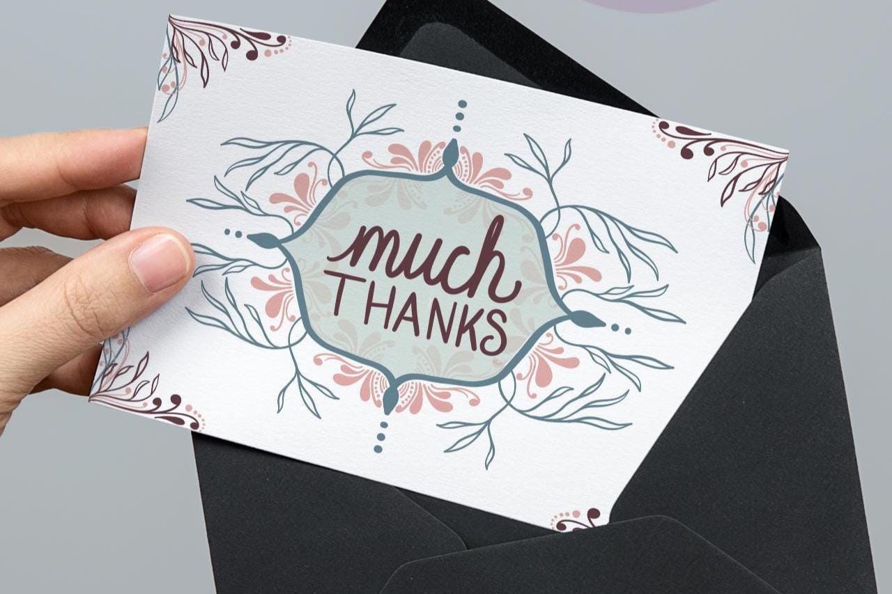 blank thank you cards pack, blank greeting cards, blank note cards, stationary cards, note cards with envelopes, floral thank you card - handmade by Beth Ann Erickson Designs