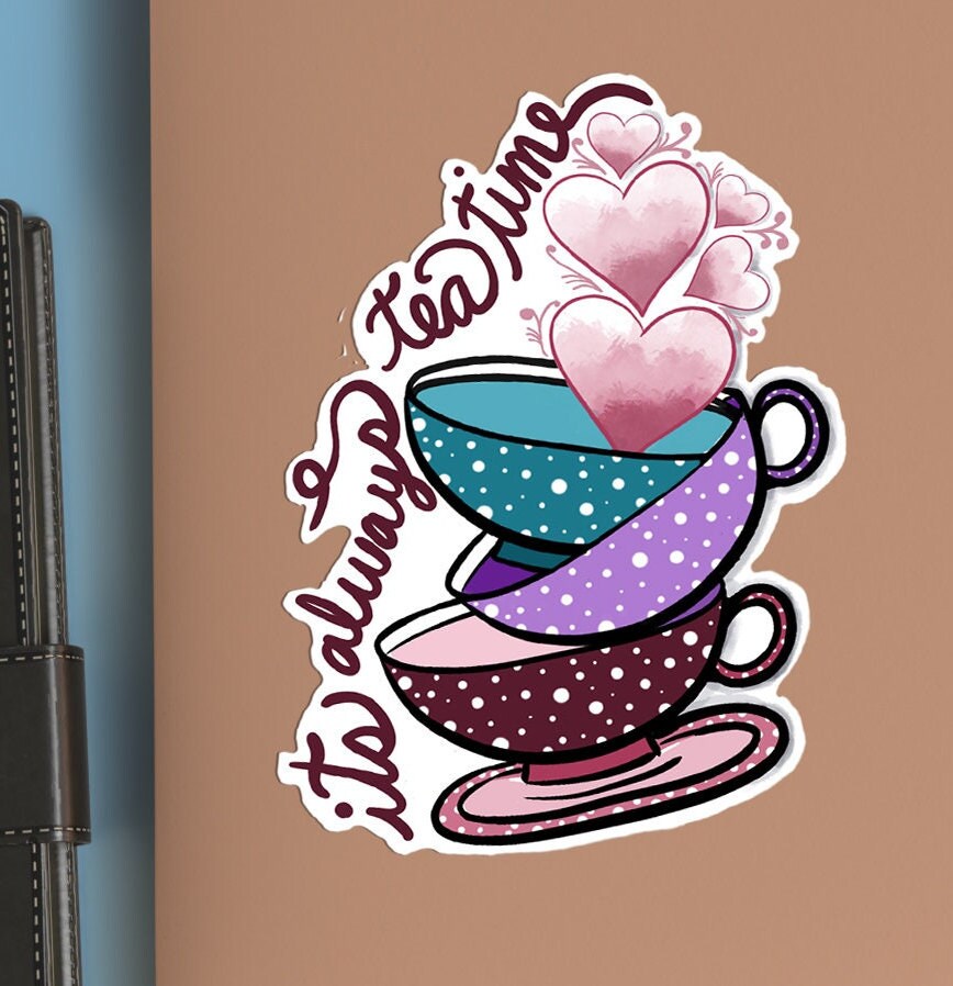 book tea stickers, waterbottle sticker set, book lover, tea lover, coffee theme stickers, water bottle, laptop, waterproof vinyl stickers - handmade by Beth Ann Erickson Designs