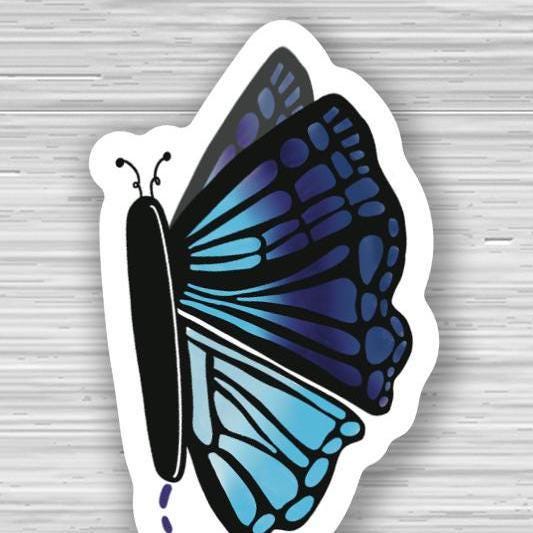 butterfly stickers for waterbottle, mini sticker pack, nature sticker, cute sticker, yellow butterfly, blue butterfly, purple butterfly - handmade by Beth Ann Erickson Designs