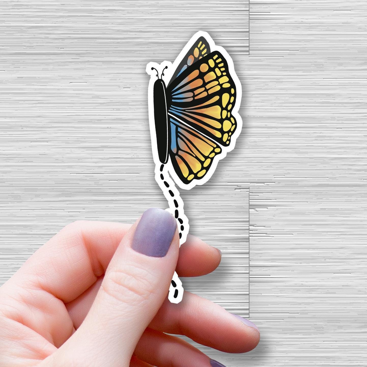 butterfly stickers for waterbottle, mini sticker pack, nature sticker, cute sticker, yellow butterfly, blue butterfly, purple butterfly - handmade by Beth Ann Erickson Designs