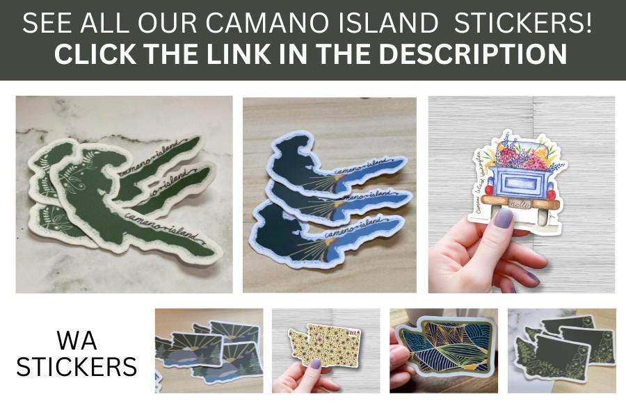 camano island, wa waterbottle sticker, waterproof, water bottle sticker, laptop sticker, outdoor stickers - handmade by Beth Ann Erickson Designs