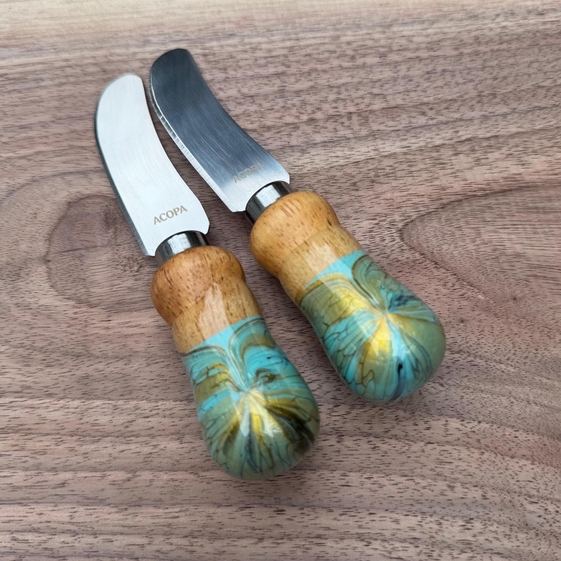 cheese knife home decor, cheese knive, charcuterie cheese knives, charcuterie utensil, cheese lover gift, set of one, painted cheese knives - handmade by Beth Ann Erickson Designs