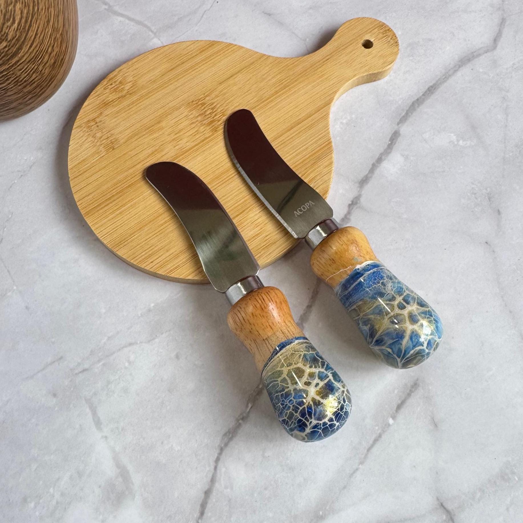 cheese knive, cheese spreader, hand painted cheese knife, butter spreader, charcuterie accessories, cheese knives cute handles, one knife - handmade by Beth Ann Erickson Designs