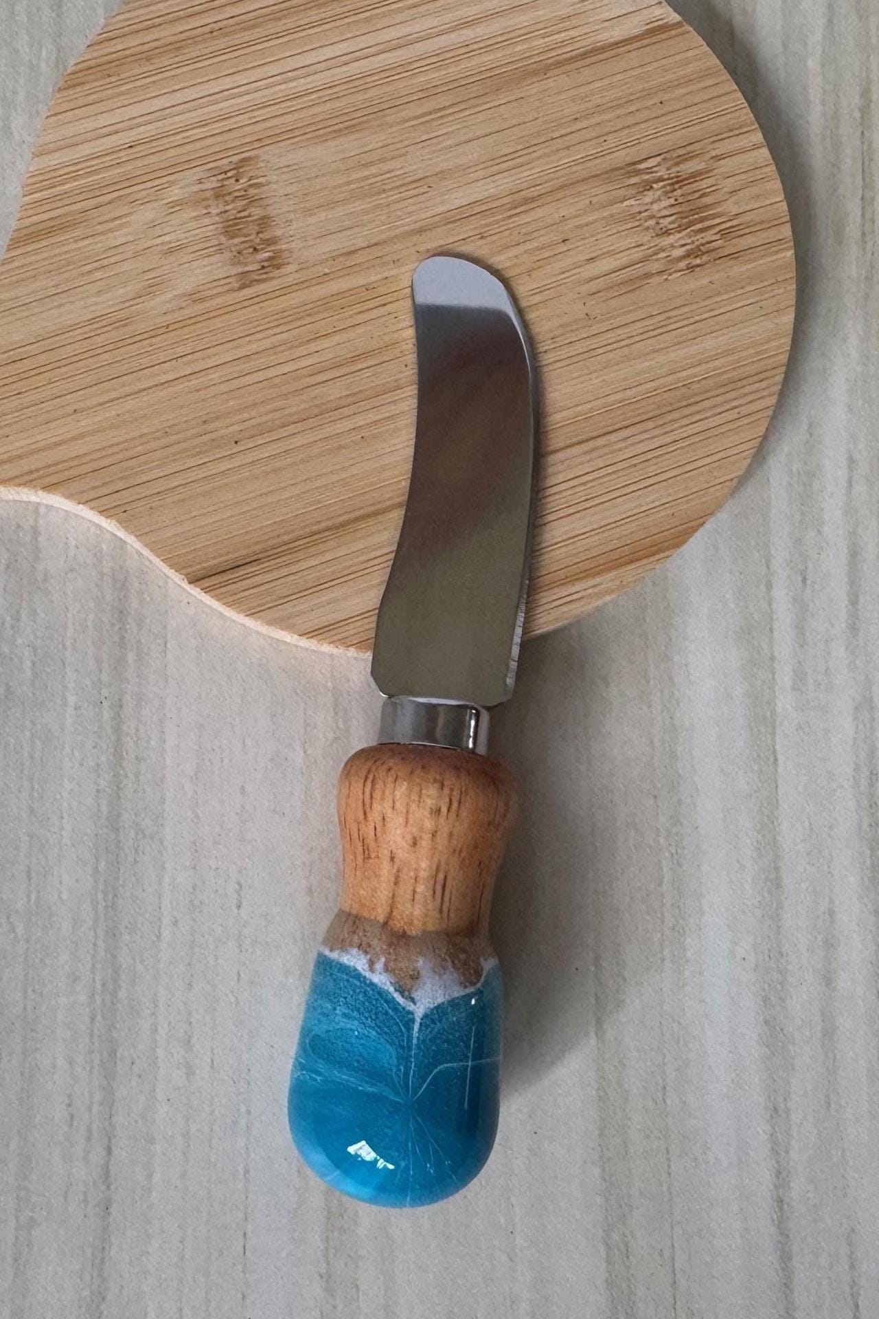 cheese knive, hand painted cheese knife, charcuterie utensils, charcuterie accessories, cheese knives colored handles - handmade by Beth Ann Erickson Designs