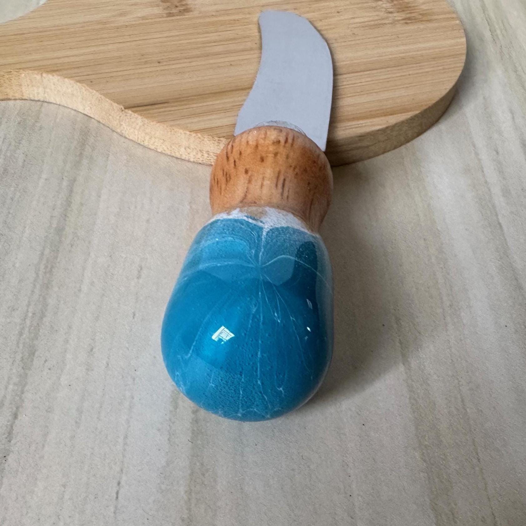 cheese knive, hand painted cheese knife, charcuterie utensils, charcuterie accessories, cheese knives colored handles - handmade by Beth Ann Erickson Designs