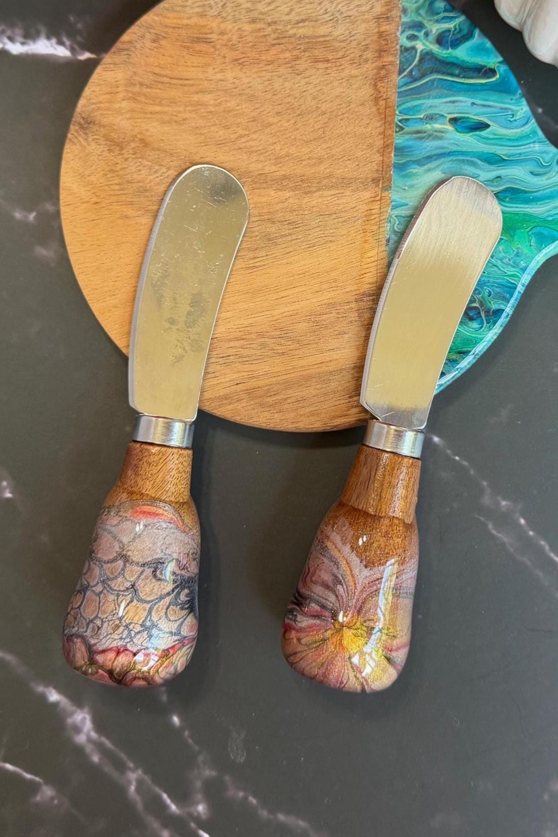 cheese knive home decor, charcuterie utensils, charcuterie accessories, cheese spreader, butter knife, cheese knife wooden handle - handmade by Beth Ann Erickson Designs