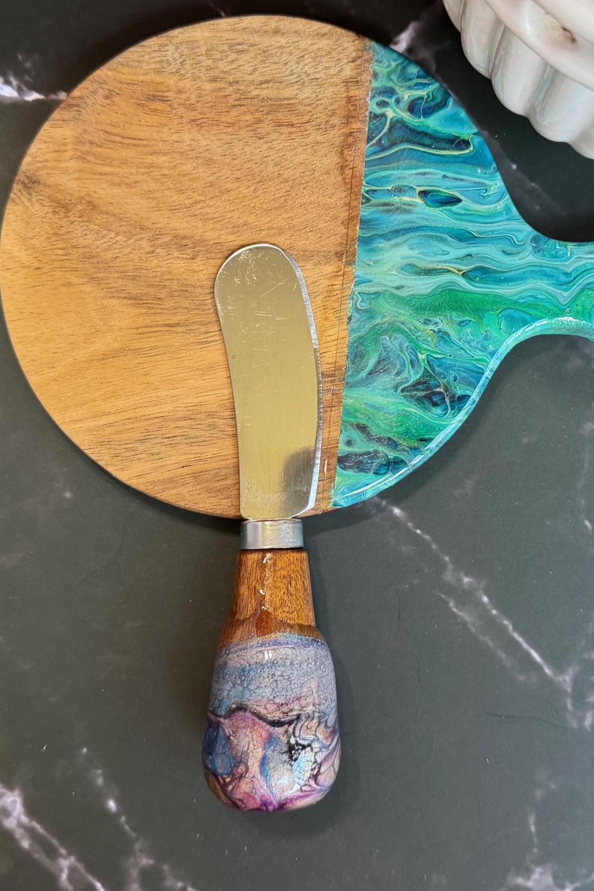 cheese knive home decor, charcuterie utensils, charcuterie accessories, cheese spreader, butter knife, cheese knife with wooden handle - handmade by Beth Ann Erickson Designs