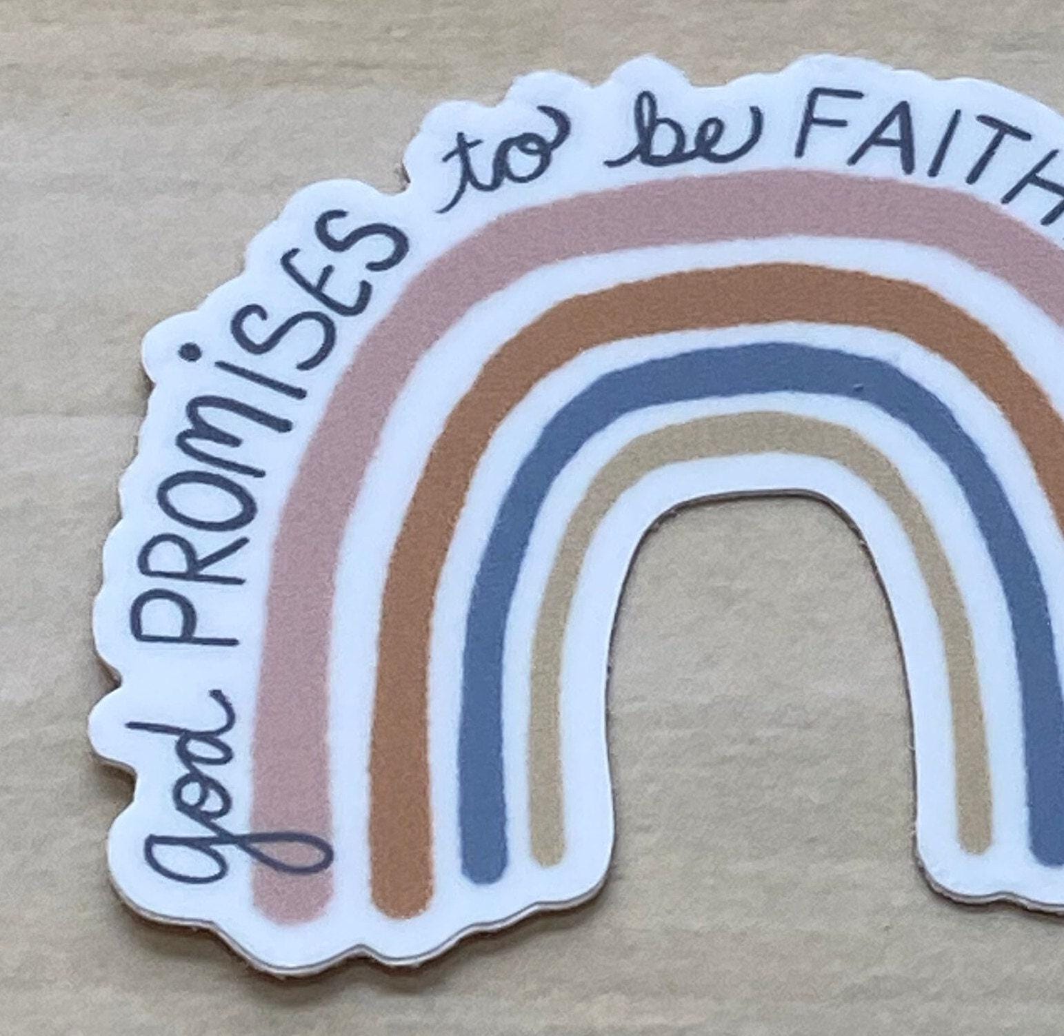 christian water bottle stickers, pastel rainbow sticker, sticker christian, god is faithful, bible quote stickers, gods promises sticker - handmade by Beth Ann Erickson Designs