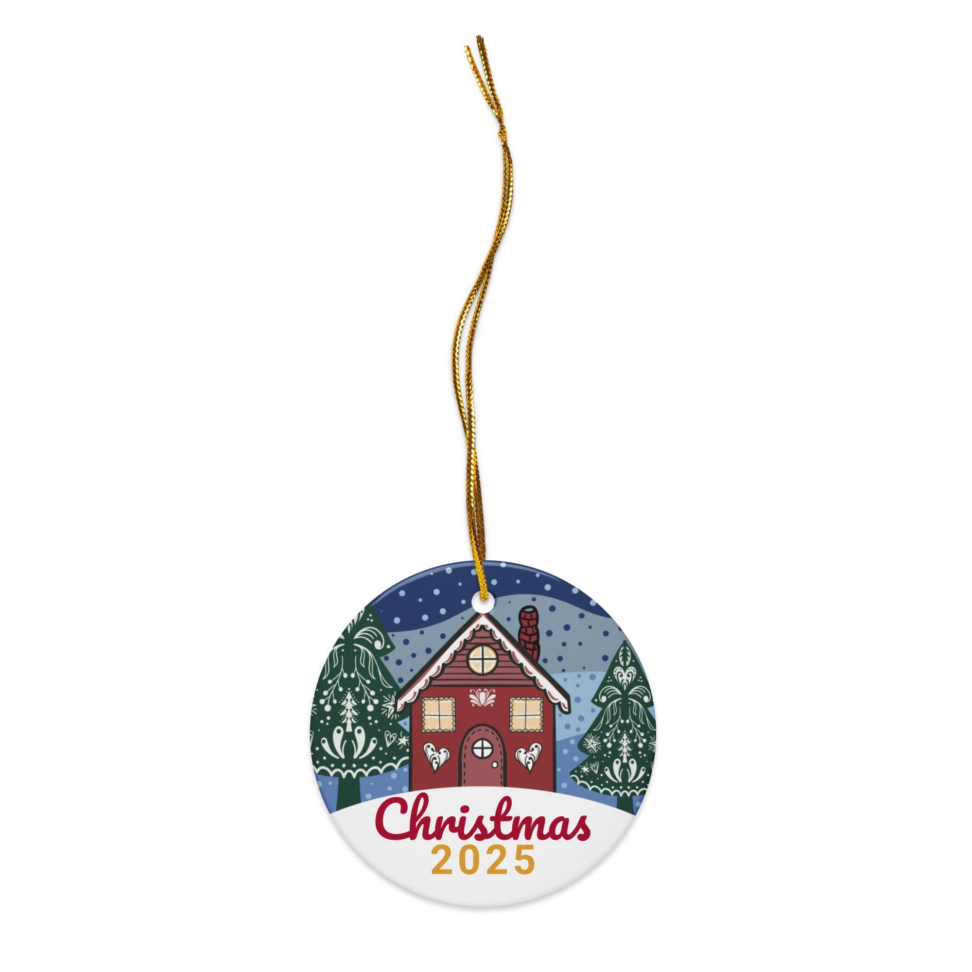 christmas 2025 ornament, scandinavian christmas ornaments, nordic gingerbread house - handmade by Beth Ann Erickson Designs