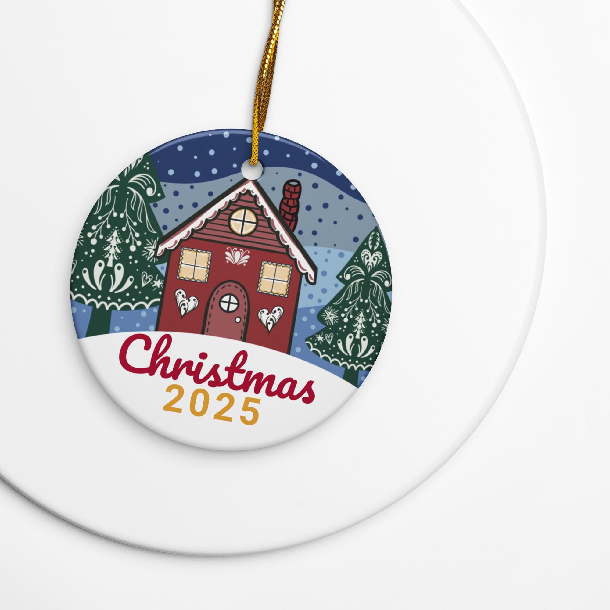 christmas 2025 ornament, scandinavian christmas ornaments, nordic gingerbread house - handmade by Beth Ann Erickson Designs