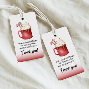 christmas thank you tag, hot cocoa thank you, staff thank you, teacher thank you tag, volunteer thank you tag, gift tag printable - handmade by Beth Ann Erickson Designs