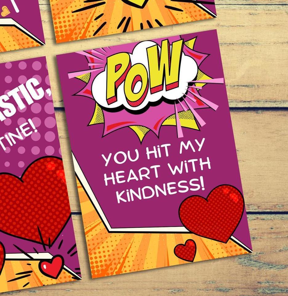 comic book valentines day design, kids valentines cards digital, valentines day cards digital download, school valentines - handmade by Beth Ann Erickson Designs