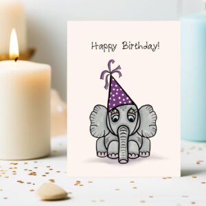 elephant birthday card, birthday notecards, happy birthday card, stationery cards and envelopes, birthday greeting cards, notecard set - handmade by Beth Ann Erickson Designs