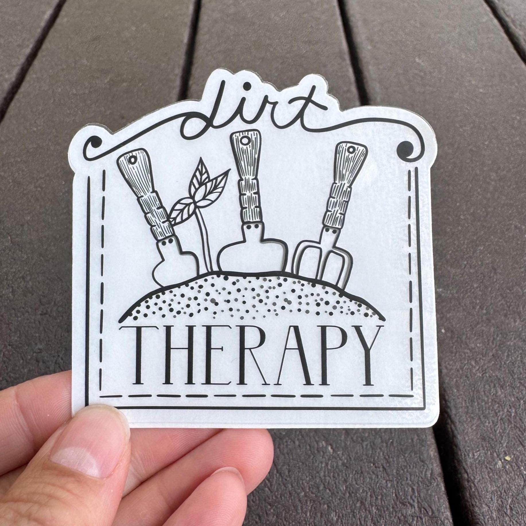 gardening stickers, garden sticker, dirt therapy, gardening sticker pack, waterproof water bottle stickers, garden lover gift, 3x3 - handmade by Beth Ann Erickson Designs