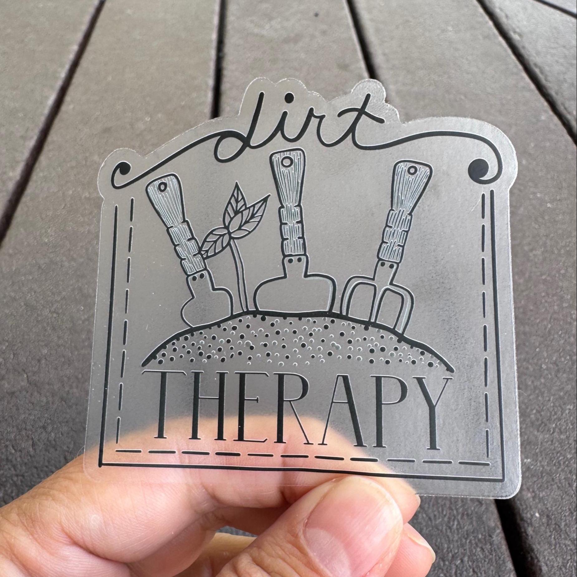 gardening stickers, garden sticker, dirt therapy, gardening sticker pack, waterproof water bottle stickers, garden lover gift, 3x3 - handmade by Beth Ann Erickson Designs