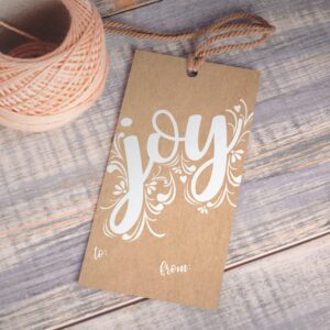 gift tags printable, christmas labels printable, christmas gift tags printable, christmas hang tag digital, joy gift tag, kraft and white - handmade by Beth Ann Erickson Designs