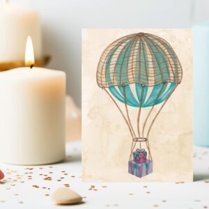 hot air balloon note cards, birthday notecards, bridal shower notecards, stationary cards and envelopes, birthday greeting cards - handmade by Beth Ann Erickson Designs