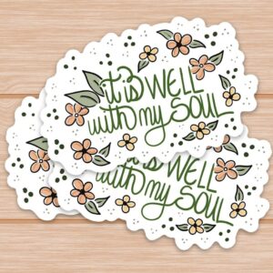 it is well with my soul sticker, 10 pack stickers, sticker pack, christian waterbottle sticker, waterproof sticker, water bottle sticker, - handmade by Beth Ann Erickson Designs