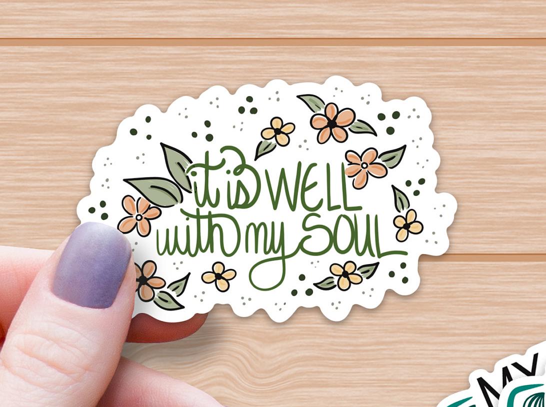 it is well with my soul sticker, 10 pack stickers, sticker pack, christian waterbottle sticker, waterproof sticker, water bottle sticker, - handmade by Beth Ann Erickson Designs