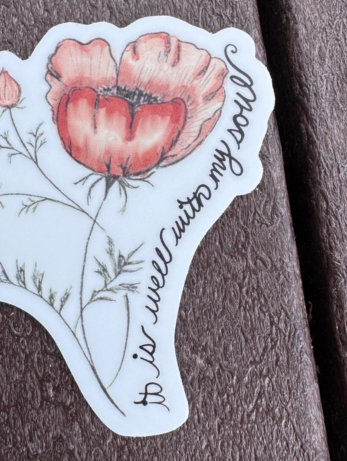 it is well with my soul sticker, water bottle sticker, laptop sticker, outdoor stickers, christian waterbottle sticker, waterproof sticker - handmade by Beth Ann Erickson Designs