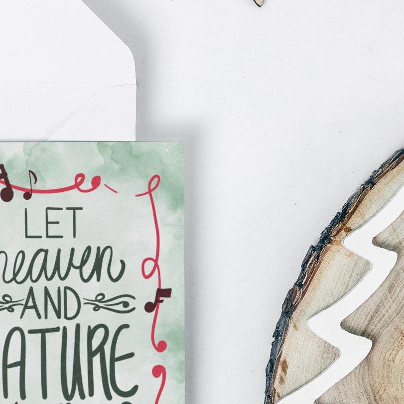 let heaven and nature sing, printed christmas cards, christmas card set, folded christmas card, christmas card with envelope, 6 pack - handmade by Beth Ann Erickson Designs