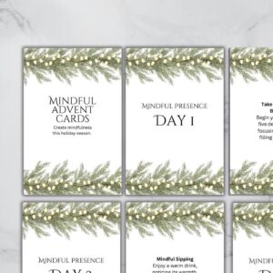 mindful advent calendar, advent printable cards, 4x6 advent cards, adult advent calendar, advent calendar for women, mindful challenge - handmade by Beth Ann Erickson Designs