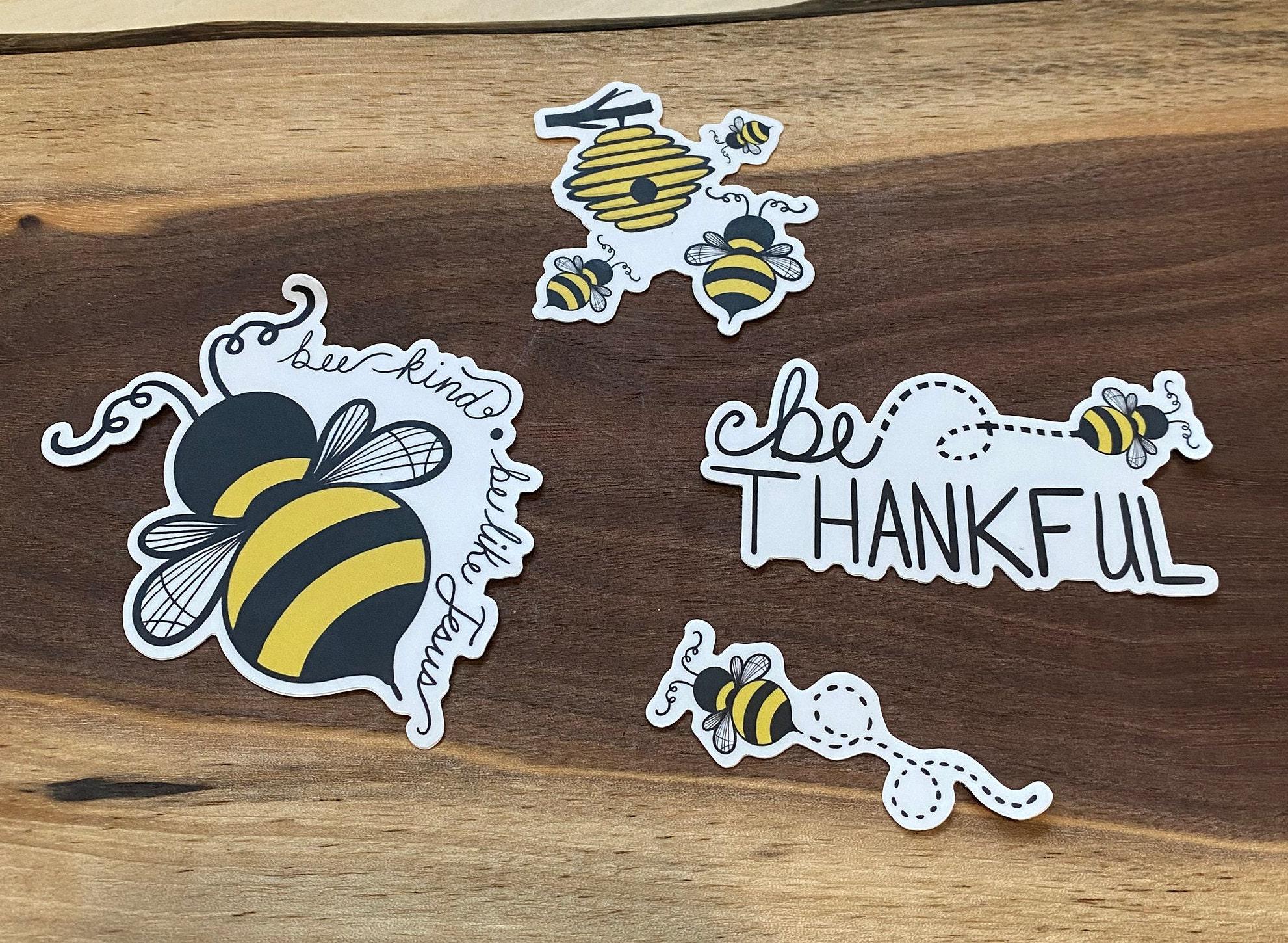mini sticker, bee sticker, christian sticker pack, bee kind sticker, be thankful, bee stickers cute, be kind, be like jesus, waterproof - handmade by Beth Ann Erickson Designs