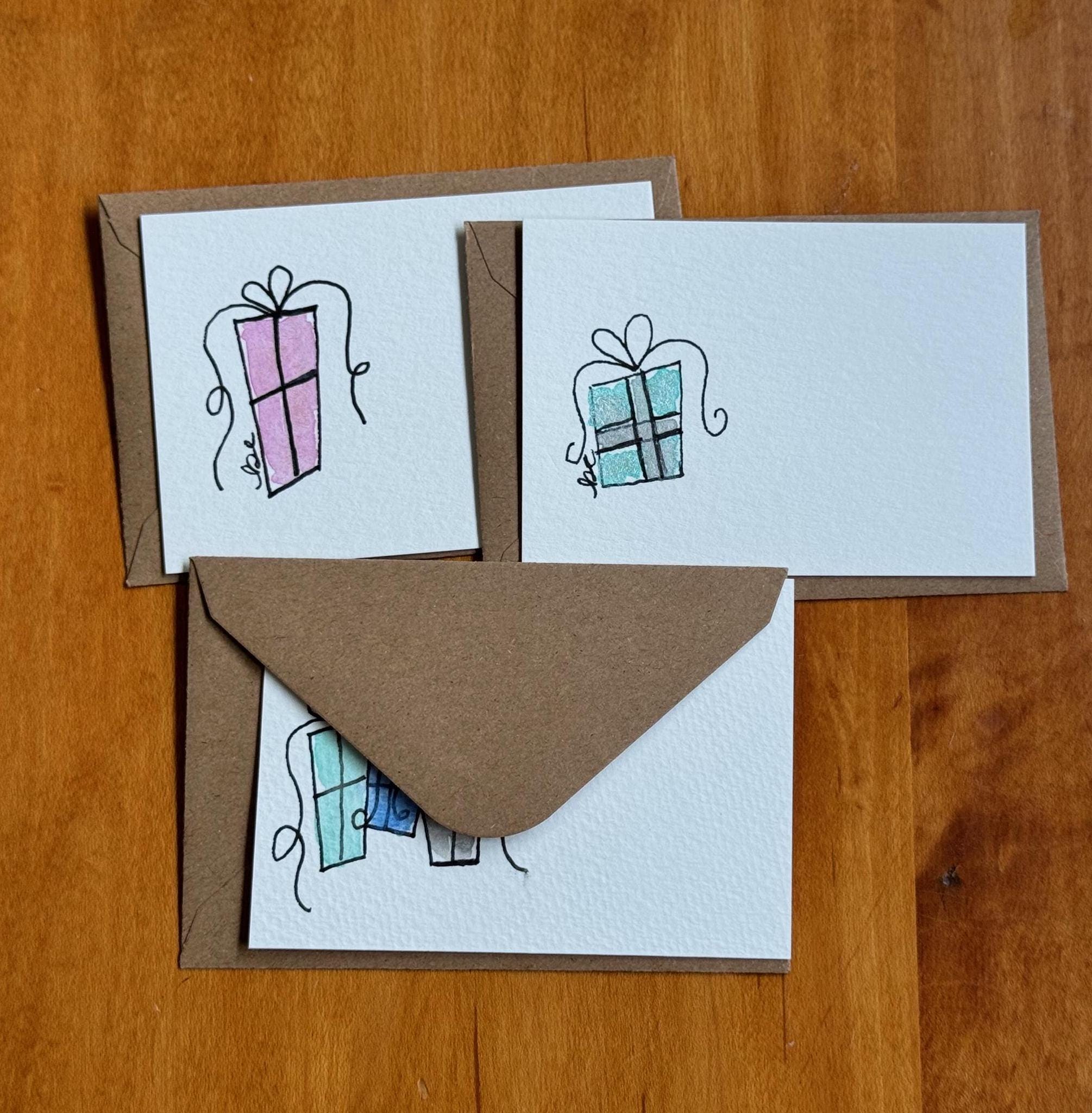 mini watercolor notecard set, gift enclosure note with envelope, watercolor gift tags, original watercolor art not a print - handmade by Beth Ann Erickson Designs