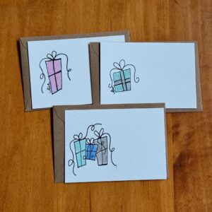 mini watercolor notecard set, gift enclosure note with envelope, watercolor gift tags, original watercolor art not a print - handmade by Beth Ann Erickson Designs