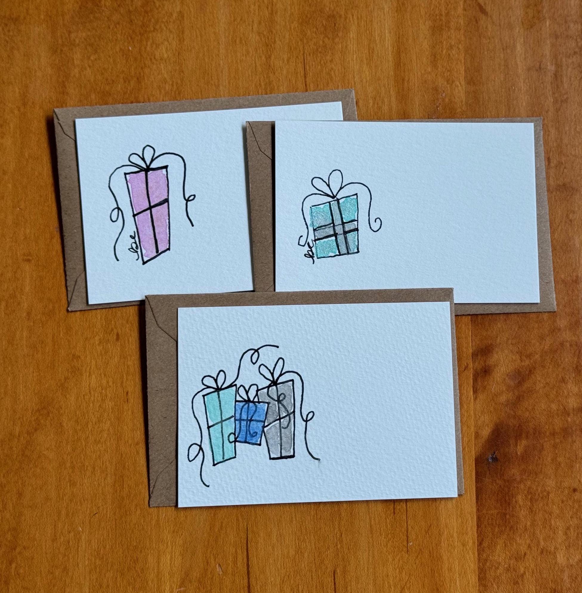 mini watercolor notecard set, gift enclosure note with envelope, watercolor gift tags, original watercolor art not a print - handmade by Beth Ann Erickson Designs