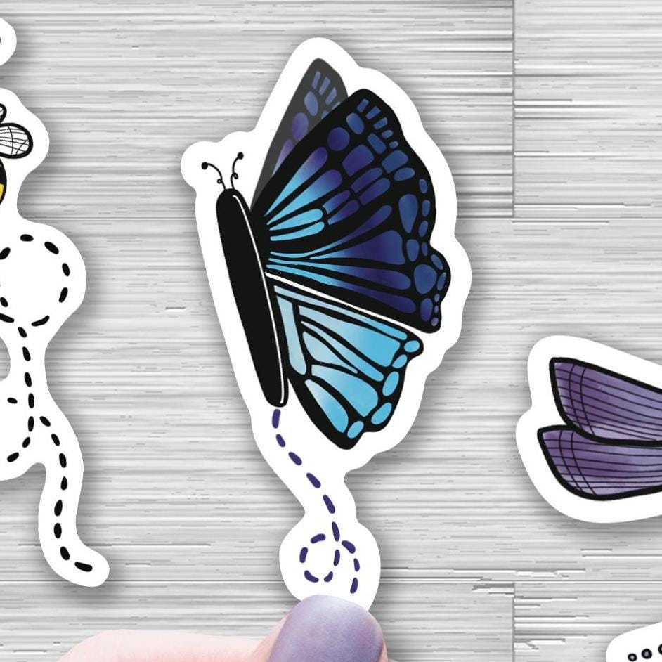 mini waterproof sticker, water bottle stickers mini, tiny bee stickers, mini vinyl stickers waterproof, mini butterfly, mini dragonfly - handmade by Beth Ann Erickson Designs