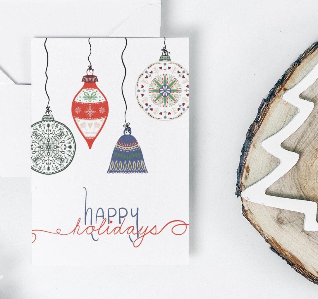 nordic christmas cards, scandinavian christmas card, printed christmas cards, christmas card set, folded christmas card, scandi christmas - handmade by Beth Ann Erickson Designs