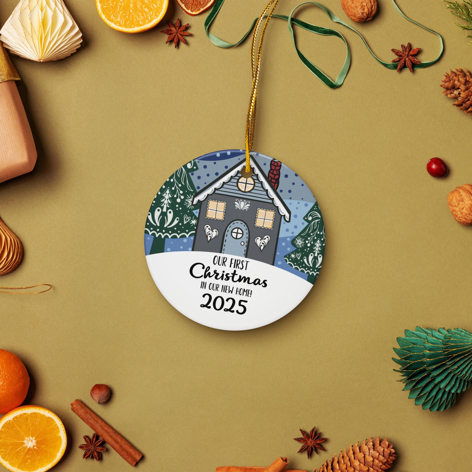 our first christmas home ornament, scandinavian christmas ornaments, nordic gingerbread house - handmade by Beth Ann Erickson Designs