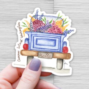 outdoorsy stickers, camano island wa sticker, washington state, adventure stickers, vinyl outdoor waterproof stickers, water bottle sticker - handmade by Beth Ann Erickson Designs