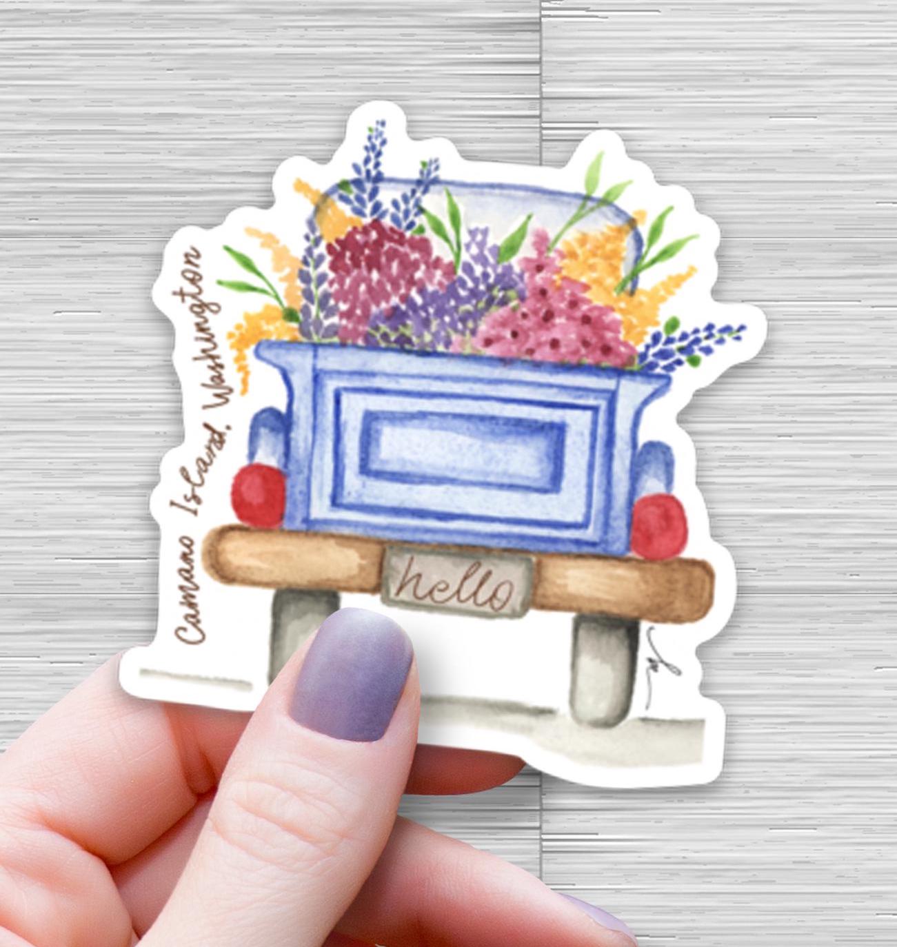 outdoorsy stickers, camano island wa sticker, washington state, adventure stickers, vinyl outdoor waterproof stickers, water bottle sticker - handmade by Beth Ann Erickson Designs