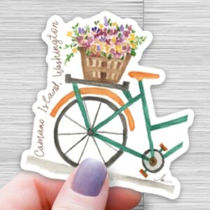 outdoorsy stickers, camano island wa sticker, washington state, adventure stickers, vinyl outdoor stickers waterproof, water bottle sticker - handmade by Beth Ann Erickson Designs