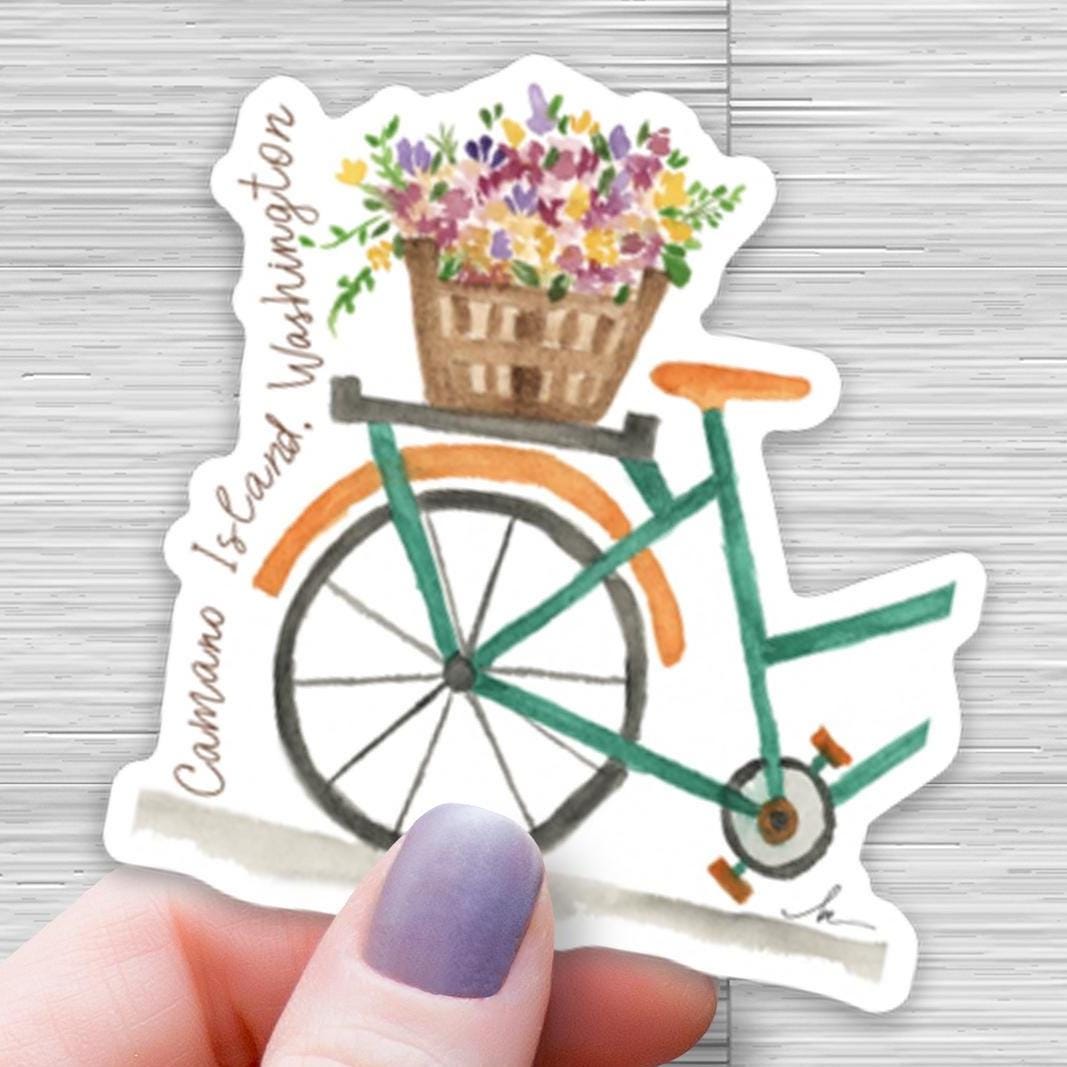 outdoorsy stickers, camano island wa sticker, washington state, adventure stickers, vinyl outdoor stickers waterproof, water bottle sticker - handmade by Beth Ann Erickson Designs