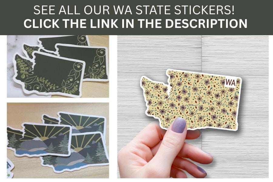 outdoorsy stickers, outdoor stickers waterproof, washington state sticker, adventure stickers, vinyl outdoor stickers, water bottle sticker - handmade by Beth Ann Erickson Designs