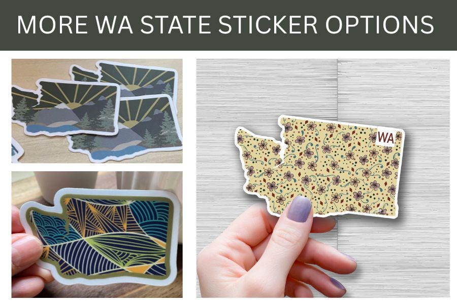 outdoorsy stickers, outdoor stickers waterproof, washington state sticker, adventure stickers, vinyl outdoor stickers - handmade by Beth Ann Erickson Designs
