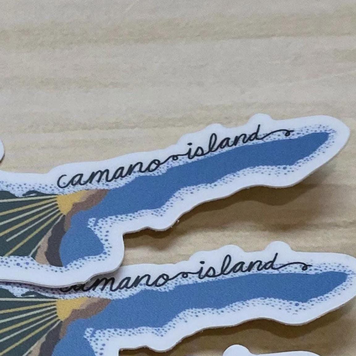 outdoorsy stickers, washington state, camano island wa sticker, adventure stickers, vinyl outdoor stickers waterproof, water bottle sticker - handmade by Beth Ann Erickson Designs